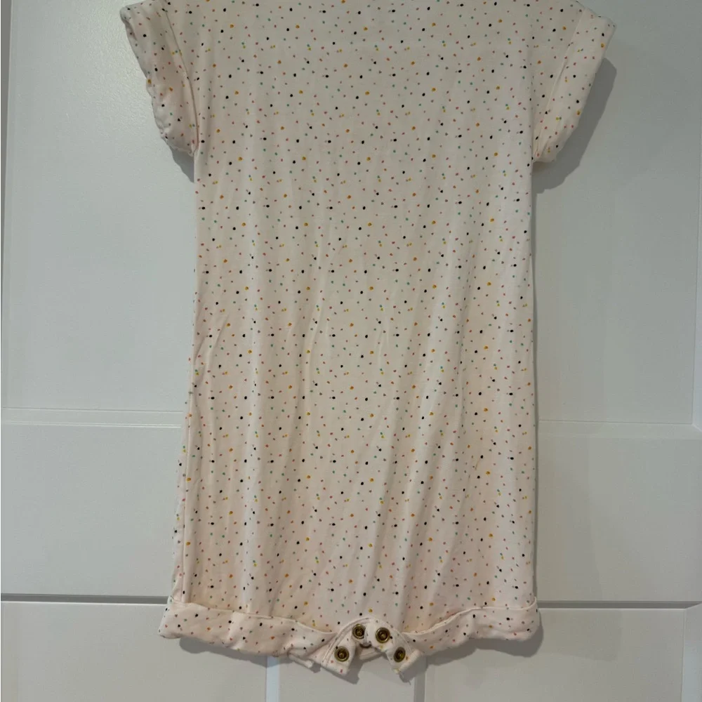 Lou Lou & Company Cream Baby Romper with Multicolor Dot Print